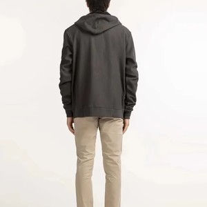 Sudadera con Capucha para Hombre, Color Gris, Corte Regular, Algodón French Terry, Informal, Color Sólido, Diseño con Cierre y Bolsillo Frontal, Ropa de Otoño - Product Image 2