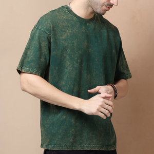 เสื้อยืดคอกลมแขนสั้นผู้ชาย สีเขียวฟอก ผ้าฝ้าย ทรงปกติ ผ้าถักเนื้อนุ่ม ระบายอากาศได้ดี สวมใส่สบาย เหมาะสำหรับใส่ทุกวัน - Product Image 3
