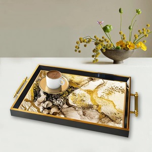 Premium Designer Serving Tray Luxury Elegant Tray Suitable For Home Kitchen Hotel Restaurant And Guest Serving Use From India - Product Image 5