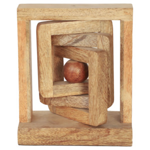 Sculpture géométrique en bois artisanale avec sphère, accent décoratif pour la maison |   Design minimaliste moderne |   Vente en gros OEM - Product Image 2