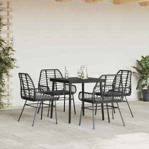 Dark Grey Garden Dining Set 4 Seater Rattan Metal <b>Frame</b> Contemporary Outdoor Furniture Weather Resistant - Product Image 3