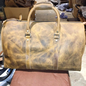 2026 Handmade Custom Full Grain Leather Duffle <b>Bag</b> Zipper Closure High Quality Custom Logo <b>Men</b> Wholesale Travel <b>Weekender</b> Sports - Product Image 2