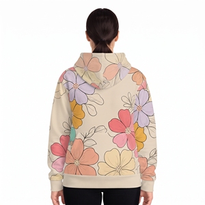 Sweat-shirt à capuche pour femme, imprimé par sublimation florale, coton et polyester, respirant, manches longues, pull-over pour un usage décontracté en hiver - Product Image 6
