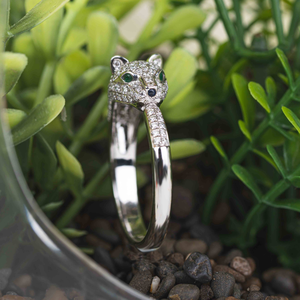 18K Solid Gold <b>Diamond</b> Panther <b>Ring</b> for Men-Micro Insert Cluster Wedding Band - Product Image 2