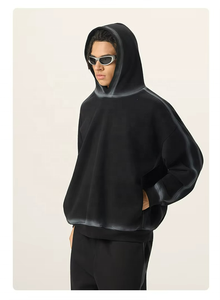 Sudadera con Capucha Personalizada con Logotipo para Hombre, Diseño Negro, Peso Pesado 500-600 g/m², Lisa, 100% Algodón, Forro Polar Grueso, Sudadera Corta - Product Image 5