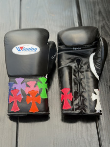 Gants de boxe GYMSTERO haut de gamme personnalisables en cuir véritable imprimés en sérigraphie, à doigts entiers, de qualité supérieure - Product Image 1