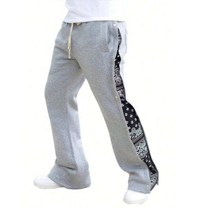 Pantalones Deportivos de Lona para Hombre de Alta Calidad, Pantalones Deportivos Acampanados, Teñido Liso Directo de Fábrica, Secado Rápido, Transpirables, Cierre con Cordón, Casuales - Product Image 1