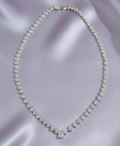 Luxury V Shape Moissanite Tennis Necklace Diamond Look Hip Hop Jewellery <b>Iced</b> Out <b>Chain</b> Elegant Statement Gift - Product Image 4