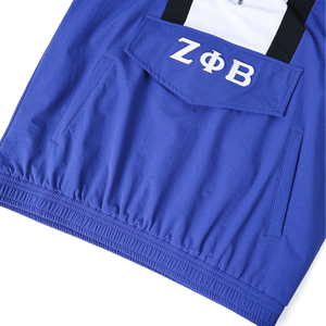 Chaqueta Anorak Zeta Phi Beta Azul Rey, Negra y Blanca, con Capucha, Media Cremallera, Letras Griegas Bordadas, Ligera - Product Image 5