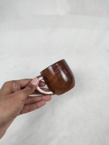 Koi <b>Wooden</b> Tea Cup Perfect Gift Natural Solid Wood Food Safe Grade Teacup Mug Handmade Classic Traditional Style Dark Color Wood - Product Image 6