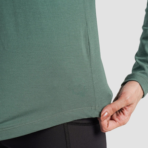 Custom Women Long Sleeve T Shirt <b>Round</b> Neck Loose Fit Casual Gym Wear Breathable Soft Cotton Fitness Yoga Plain Green T Shirt - Product Image 5