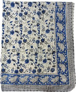 Nueva y Hermosa Colcha Kantha Blanca con Estampado a Mano, Colcha de Algodón Hecha a Mano con Diseño de Palmeras Indias, Reversible, de Alta Calidad, Disponible en Todos los Tamaños - Product Image 5