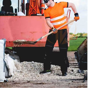 Camiseta de Alta Visibilidad para Trabajo con Cinta Reflectante, 100% Algodón Transpirable, para Uso Industrial y de Construcción para Hombres - Product Image 3