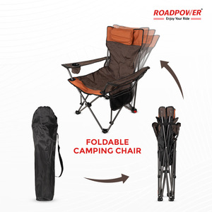 Chaise de camping Roadpower (RP-CHR-60) de qualité supérieure avec accoudoirs en aluminium, porte-gobelet et rangement latéral, au design bicolore élégant - Product Image 4