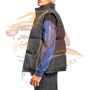 เสื้อแจ็คเก็ตพัฟเฟอร์แบบไม่มีแขนสำหรับผู้ชาย ลายเรียบ ปิดด้วยซิป รับผลิตแบบ OEM และ ODM - Product Image 2
