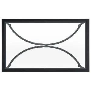 Table basse rectangulaire moderne en verre avec structure en métal torsadé, mobilier de salon intérieur, design durable - Product Image 6