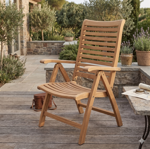 Silla de Jardín Plegable Moderna de Madera de Teca con Reposabrazos, Muebles de Patio Reclinables Portátiles para Playa, Balcón y Ocio - Product Image 5