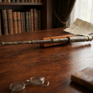 Télescope marin antique en laiton avec boîte en cuir marron de qualité supérieure | Cadeau nautique de navigation au design Art Déco pour la retraite - Product Image 4