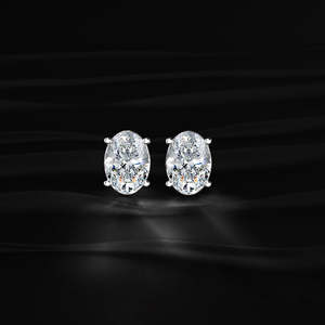 Oval Cut Moissanite Lotus Radiance Stud Earrings 4 TCW Colorless VVS 14K Gold 2 Carat Solitaire 8-Prong Flower Setting <b>Screw</b> Bac - Product Image 3