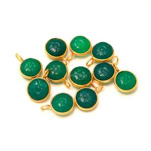 Natural Green Onyx Flower Pendant 925 Sterling <b>Silver</b> Jewelry Hand Carved Gemstone <b>Charm</b> Green Onyx Stone Pendant For Jewelry - Product Image 2