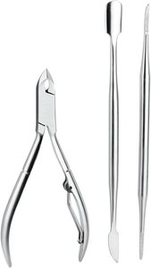 Ensemble professionnel de coupe-cuticules en acier inoxydable avec pousse-cuticules et grattoir, coupe-ongles et pince à cuticules professionnelles - Product Image 3