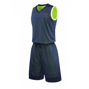 Ensemble d'uniformes de basketball respirants en polyester pour hommes, maillot sans manches et short, vert marine, tenue d'équipe adulte - Product Image 1