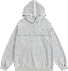 2025 hombres sudaderas con capucha de diamantes de imitación invierno liso teñido personalizado de alta calidad Pakistán hecho al por mayor precio barato - Product Image 1