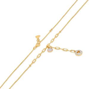 สร้อยคอเพชร Heart Link Lariat พร้อมจี้ประดับสีชมพูและดีไซน์ทรงหยดน้ำแบบวงกลม - Product Image 3