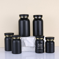 Flacon à pilules en PET noir, vide, en plastique givré, pot à capsules, conteneur haut de gamme de qualité alimentaire pour le stockage de compléments alimentaires