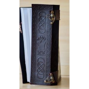 Extra Large Genuine Leather Sewing Binding Journal Six <b>Stones</b> Embossed <b>Notebook</b> Blank <b>Papers</b> Writing Mother's Day Gift Her - Product Image 5