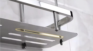 Étagère d'angle murale double niveau en acier inoxydable pour salle de bain et cuisine, organisateur de rangement - Product Image 2