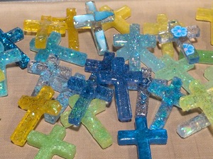 Croix carrée en résine ILAHI avec motif artistique, bords lisses, couleurs vives, décoration d'intérieur - Product Image 6