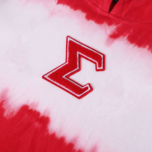 Sudadera con capucha personalizada Delta Sorority Tie Dye, roja y blanca, con letras griegas, ropa al por mayor, fabricante de sudaderas OEM ODM - Product Image 6