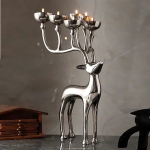 DAANI INTERNATIONAL Porte-bougie chauffe-plat en aluminium plaqué or, motif renne, fait main, nouveau design, cadeau de Noël - Product Image 5