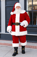 Weihnachtsmann-Kostümset Komplettes Weihnachtsoutfit mit Rotem Samtmantel, Hose, Passender Mütze, Gürtel, Bart, Handschuhen und Feiertagszubehör