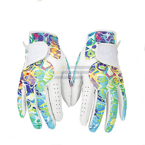 Gants de golf pour hommes en cuir Cabretta premium, antidérapants, avec fermeture auto-agrippante, pour toutes les conditions météorologiques, confortables, personnalisables, blancs, droit - Product Image 1