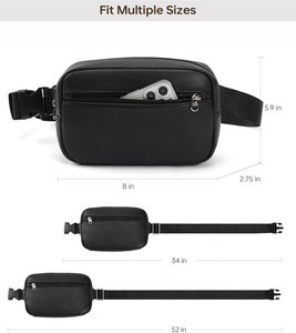 Unisex Waist Bag Microfiber Synthetic Leather Zipper Closure Cycling Style Convenient Fanny Pack <b>Black</b> - Product Image 2