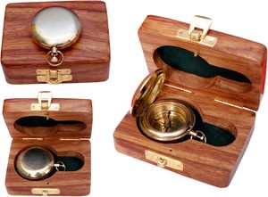 Vintage Brass Nautical <b>Compass</b> with Wooden Box Magnetic Direction Finder <b>Antique</b> Pocket <b>Compass</b> for Hiking Camping Travel - Product Image 5