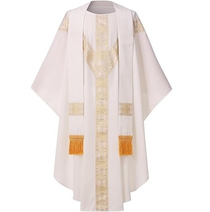 Casulla gótica blanca para sacerdote, vestimenta litúrgica católica, túnica vintage, casullas, vestimenta hecha en Pakistán - Product Image 1
