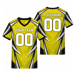 Camiseta de Fútbol Personalizada OEM con Estampado por Sublimación, Patrón 3D, Cuello en V, Malla Transpirable, Manga Corta, Absorbe la Humedad, 100% Poliéster, Unisex para Adultos - Product Image 4
