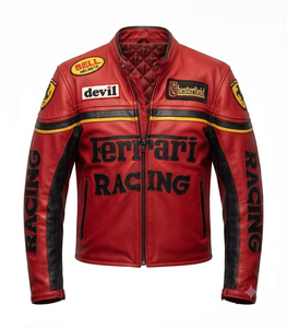 Veste de course en cuir de vachette professionnelle pour homme, sur mesure, pour la conduite sur circuit, avec protection dorsale niveau 2 CE - Product Image 1