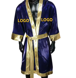 HAWK SPORTS INDUSTRIES Robe de boxe en polyester noir avec bordure argentée, tenue d'entraînement durable pour les arts martiaux, toutes saisons - Product Image 2