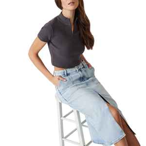 Jupe en jean déchirée taille haute décontractée pour femme, respirante, lavable, motif uni, mini, automne, OEM - Product Image 4