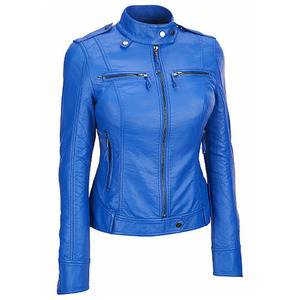 Blouson moto femme en cuir de mouton, nouveau design classique 2026, avec doublure respirante en coton et tissu toile, haute qualité, en promotion - Product Image 3