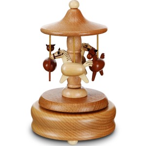 Aqdus Saleem Pine Wood Handcrafted <b>Carousel</b> <b>Horse</b> Music Box-Eco-friendly Durable Rustic Wooden Figurine for Tabletop Wholesale - Product Image 3