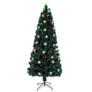 Albero di Natale Artificiale Pre-Illuminato da 180 cm con 230 Rami, Luci in Fibra Ottica Multicolore, Materiale PET, Elegante Ornamento Natalizio - Product Image 1
