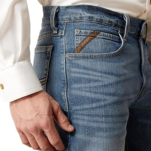 Men's <b>Boot</b> Cut Jeans Relaxed Straight Leg Denim <b>Pants</b> Mid Waist Streetwear Belt Woven Medium Wash Party Casual - Product Image 4