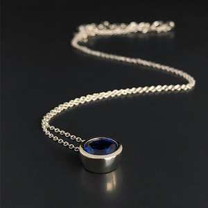 สร้อยคอไพลินจี้เงินสเตอร์ลิงสร้อยคอหินวันเกิดของขวัญคริสต์มาสสำหรับผู้หญิง - Product Image 3