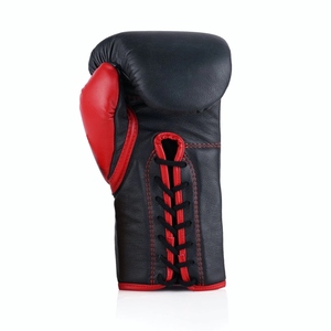 Fabrication en usine de gants de boxe sur mesure noirs et rouges, 100% cuir véritable, gants de boxe professionnels pour la frappe. - Product Image 3