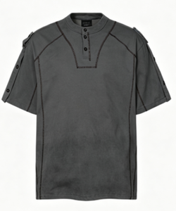 Men's Oversized Knitted Short Sleeve T-<b>Shirt</b> Solid <b>Navy</b> <b>Blue</b> Casual Fit Regular Length Plain Dyed Design - Product Image 2